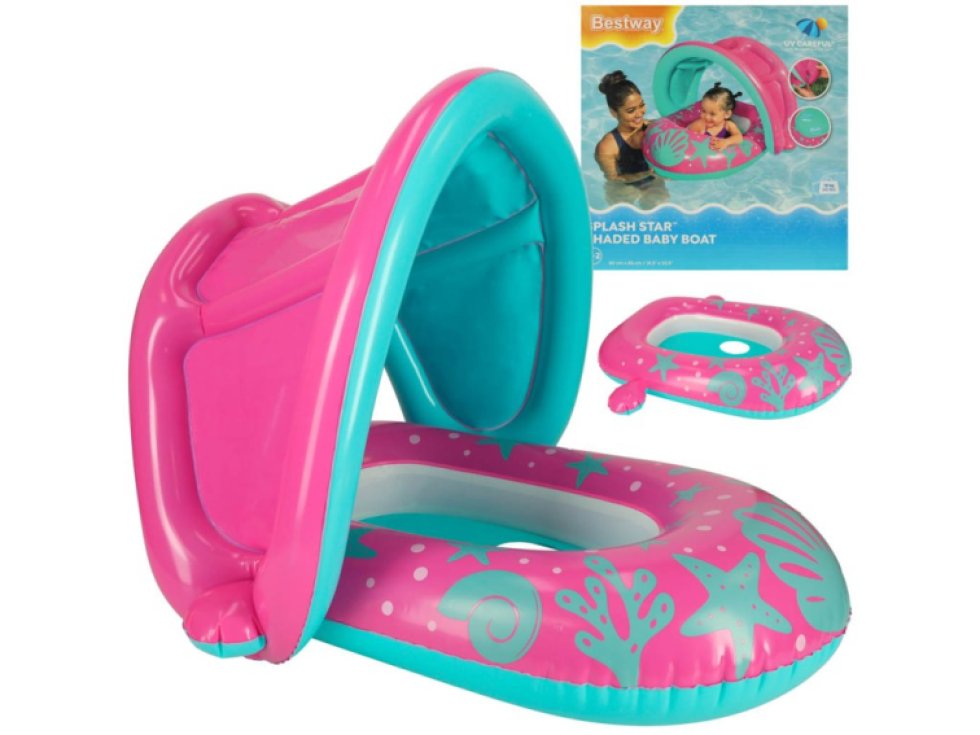 BESTWAY 34091 Nafukovací ponton se stříškou růžový