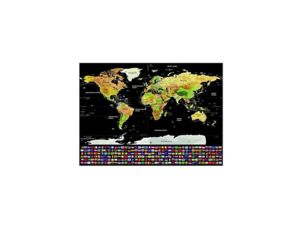 Mapa světa - stírací los s vlajkami 23443