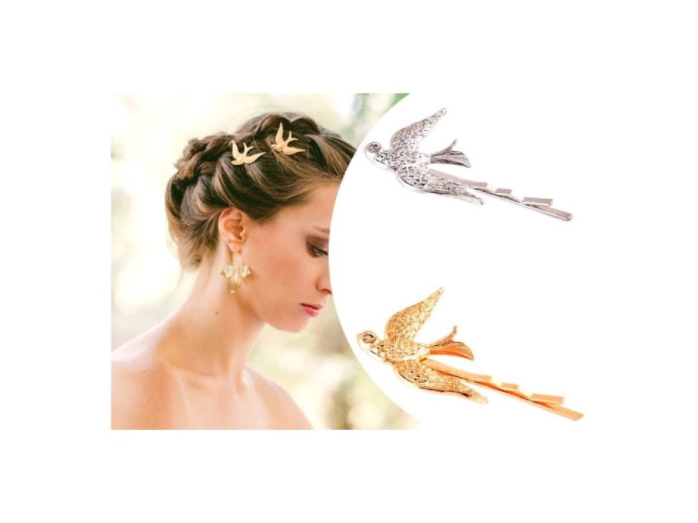 Vlaštovčí Spona do Vlasů, Bižuterní Kov, Univerzální Velikost 6.5x2 cm, zlatá