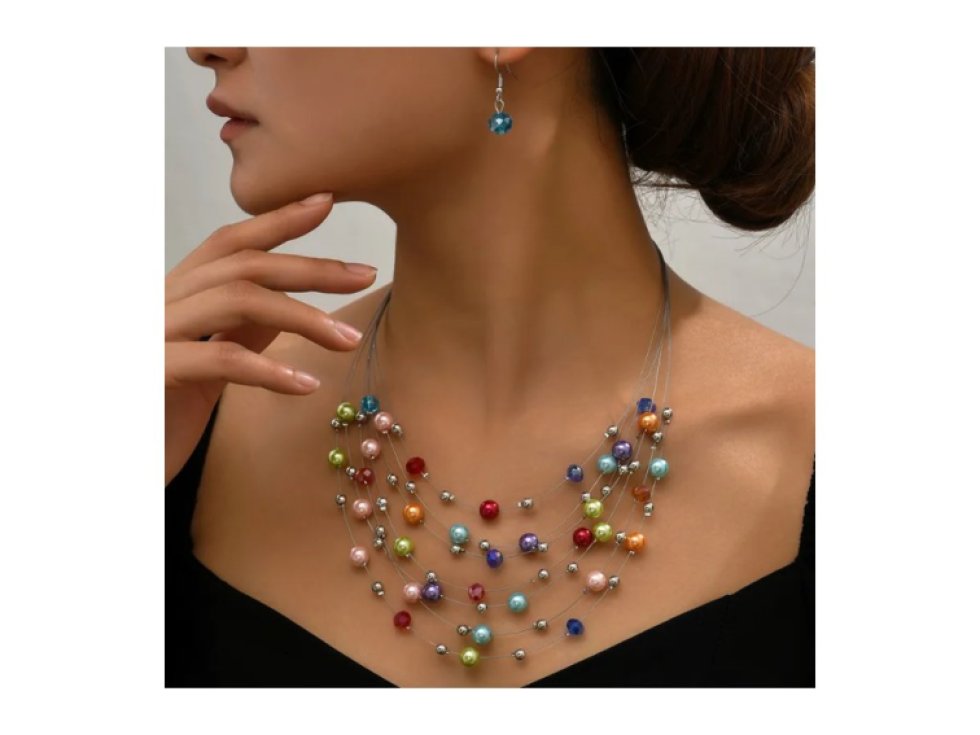 Náhrdelník a náušnice Rozpustilé korálky - barevné