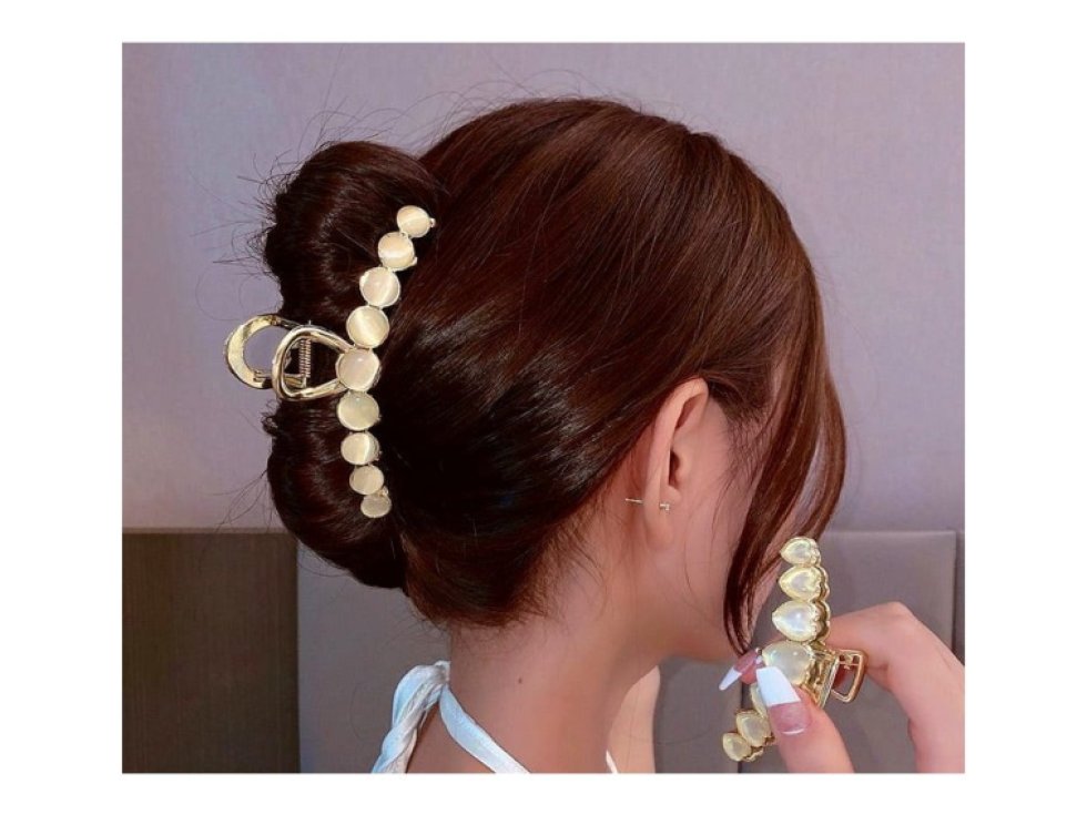 Velká kovová spona do vlasů, zlatá, 11 cm x 4,5 cm