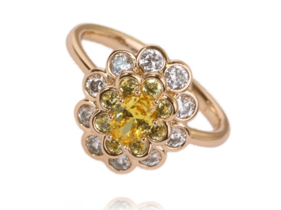 Prsten z nerezové oceli pozlacený 18karáty, světle zlatá barva, velikost US7 EU14