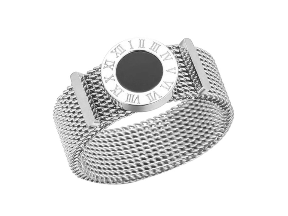 Dámský prsten Římské hodiny, stříbrný, z chirurgické oceli