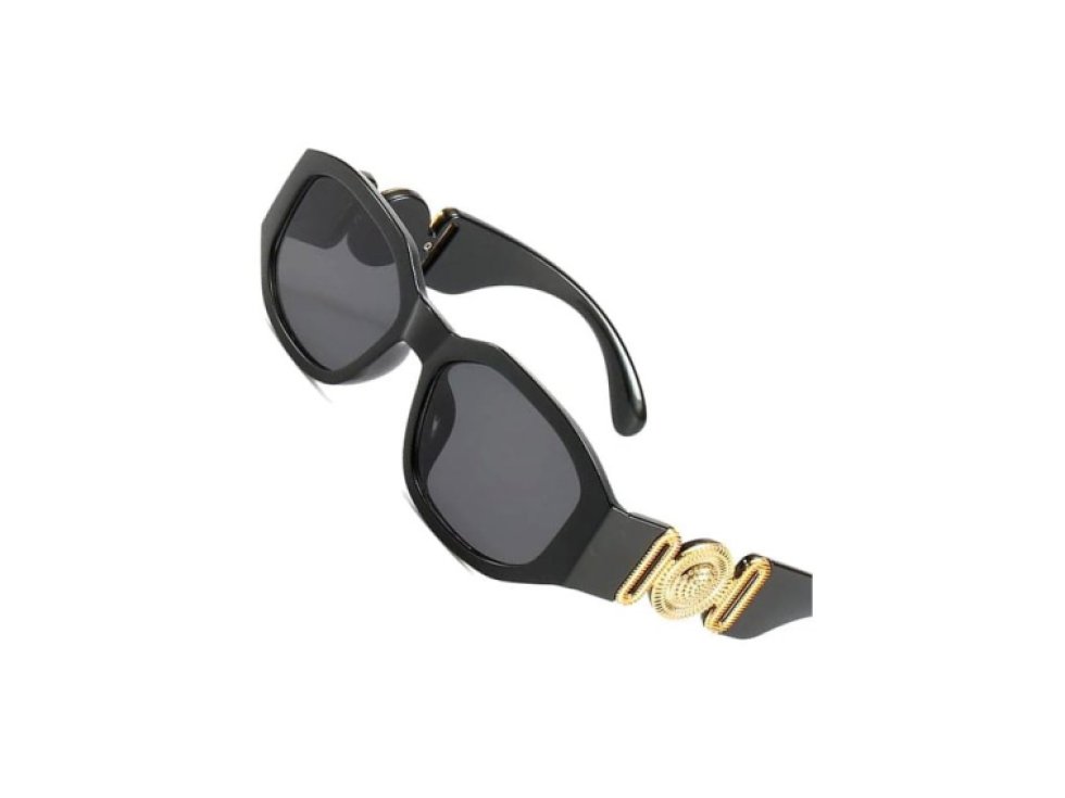 Unisex sluneční brýle s UV400 filtrem, obdélníkové, černé, plastový rám