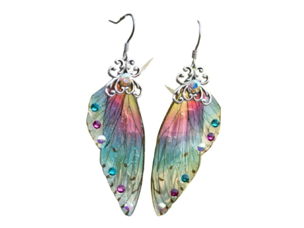 Náušnice Motýlí křídla II duha