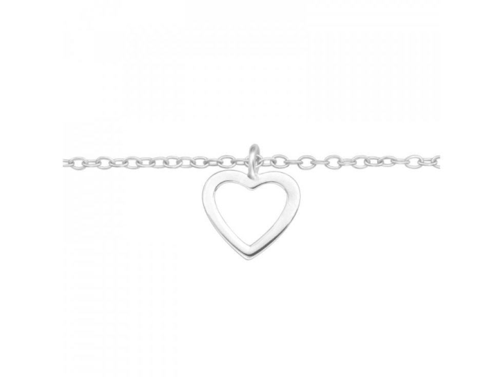 Stříbrný náramek se srdcem