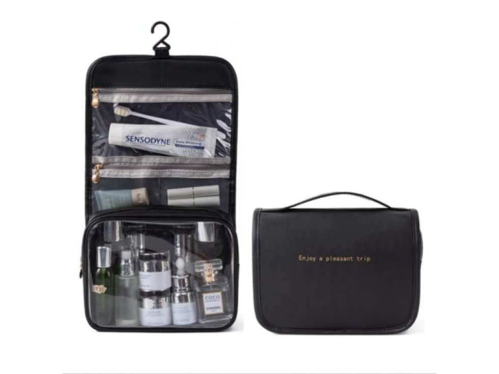 Rozkládací cestovní kosmetická taška, měkký hladký materiál, 24x20x10 cm