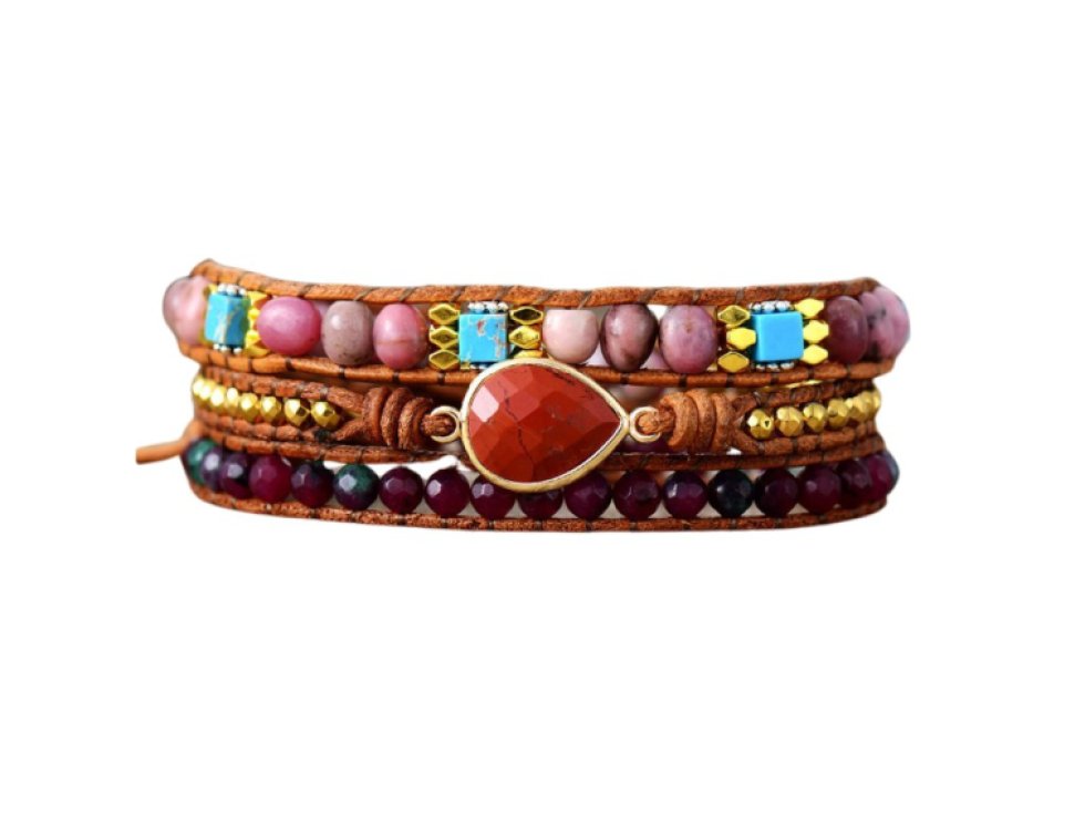 Wrap náramek Jaspis červený - Srdce