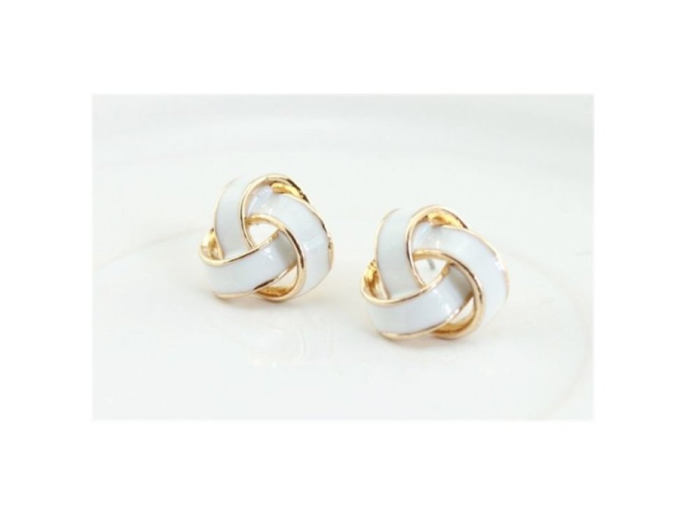 Bílé kruhové náušnice se zlatem K187