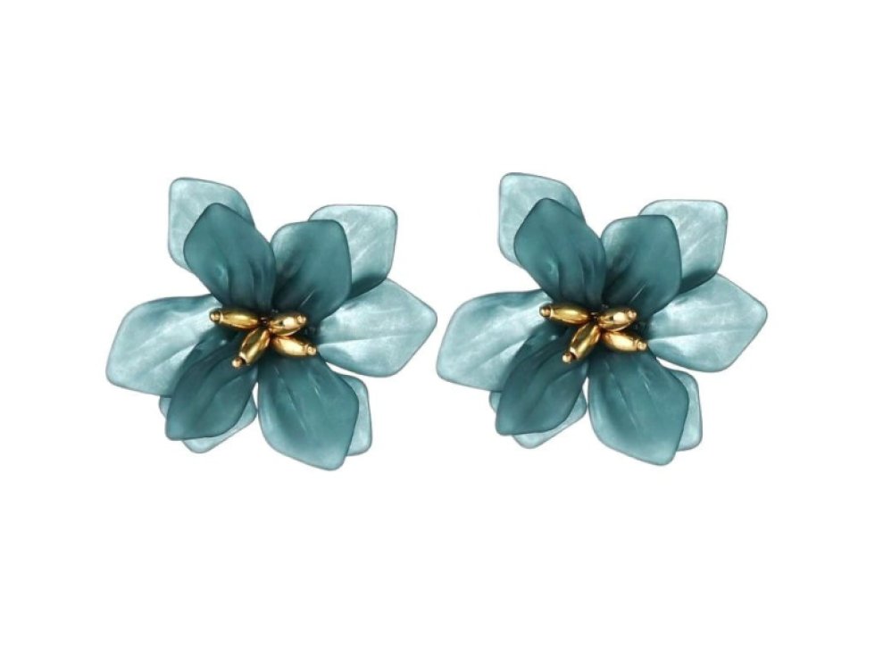 Retro Náušnice s Letními Květinami Boho, Kov a Akryl, 5x6 cm