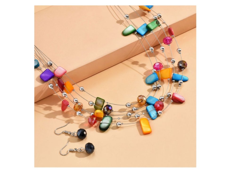 Náhrdelník a náušnice Bláznivé korálky - barevné