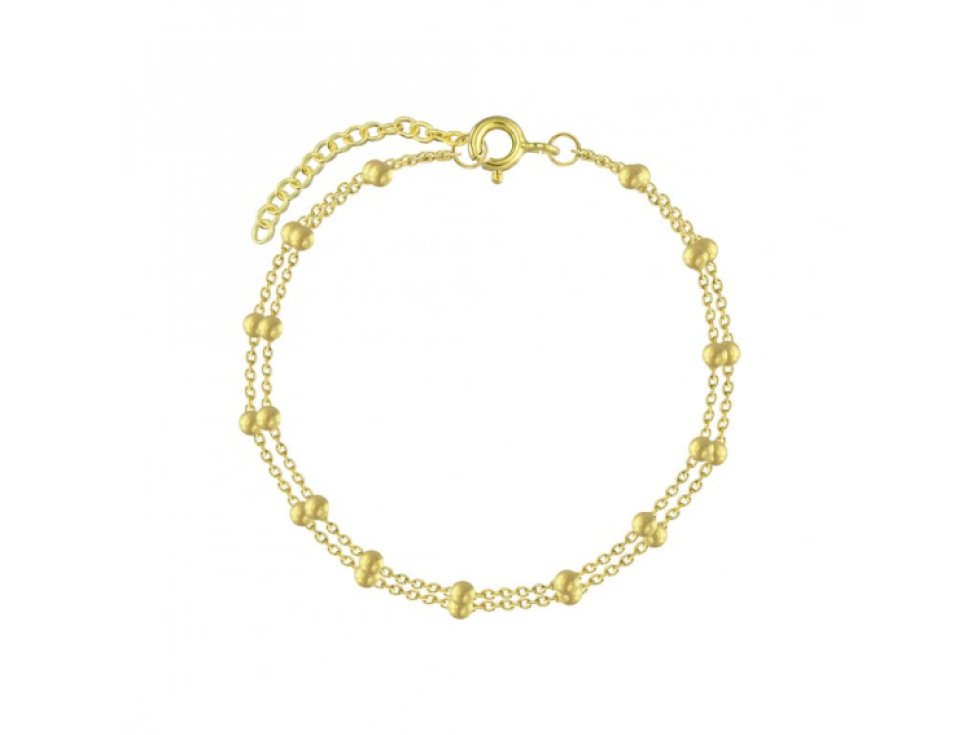 Stříbrný náramek 18cm, šperkovní stříbro 925, 14K zlato plátované + antikorózní úprava