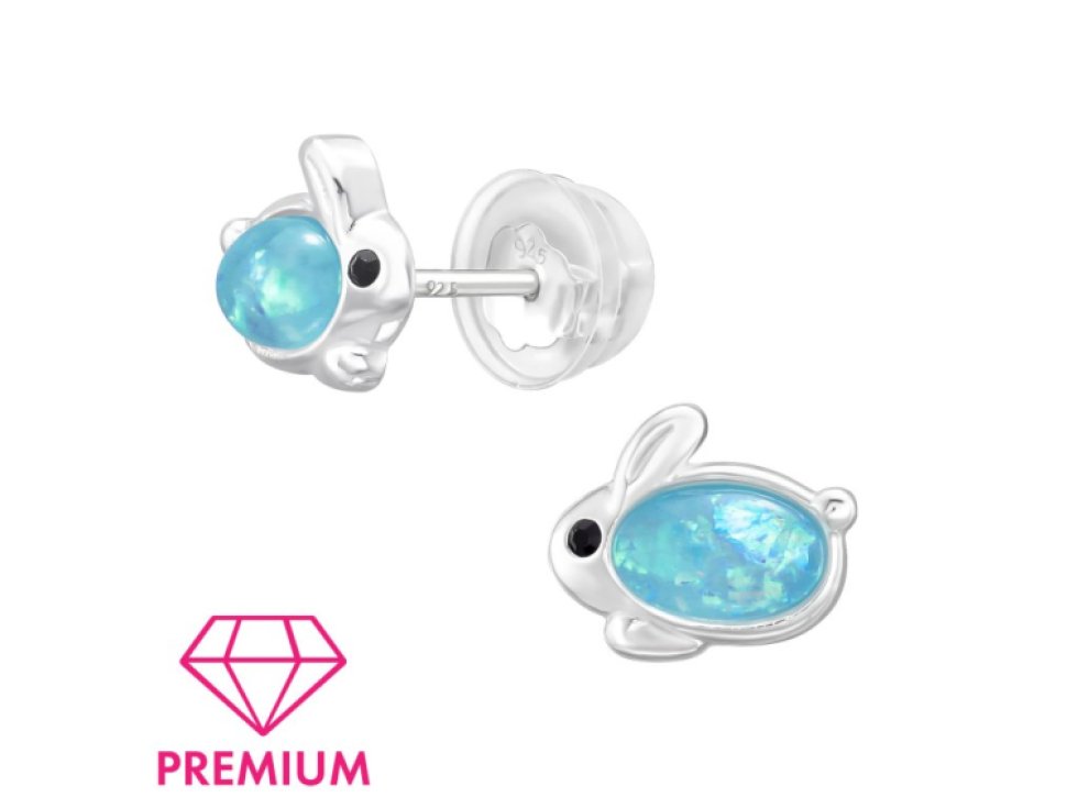 Náušničky králíček s polodrahokamem Premium