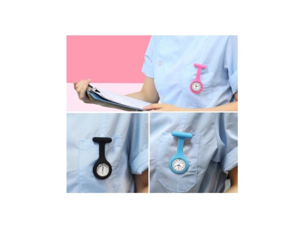 Silikonové lékařské hodinky pro zdravotníky, hypoalergenní, s nerezovým obalem a minerálním sklem, různé barvy