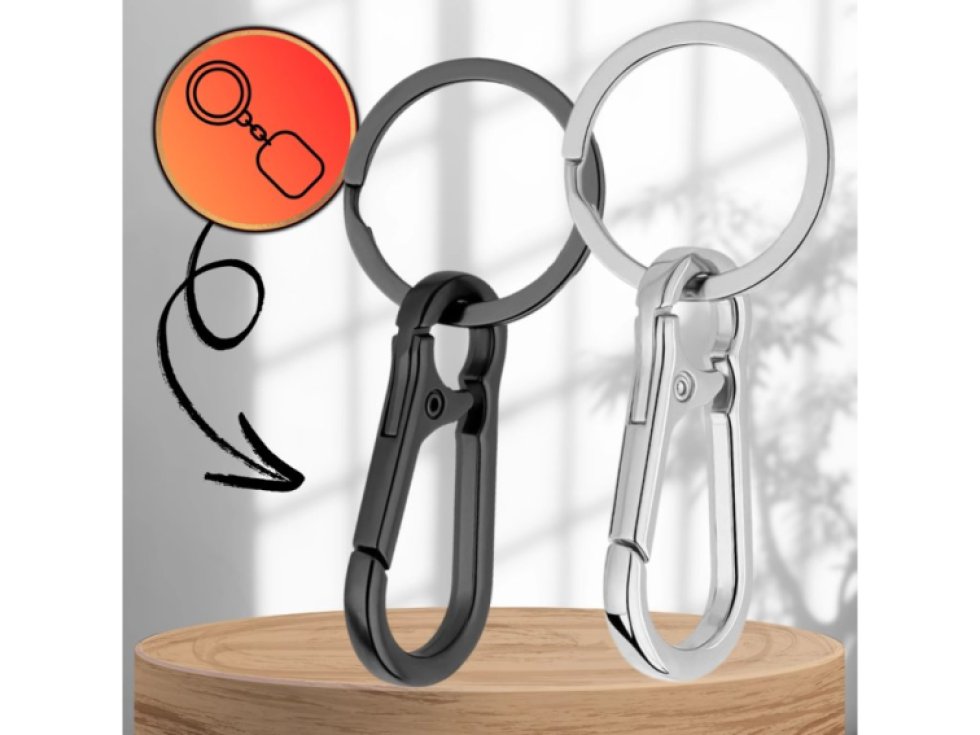 Metalový klíčový přívěsek karabina s kroužkem na klíče - 8 kusů v sadě