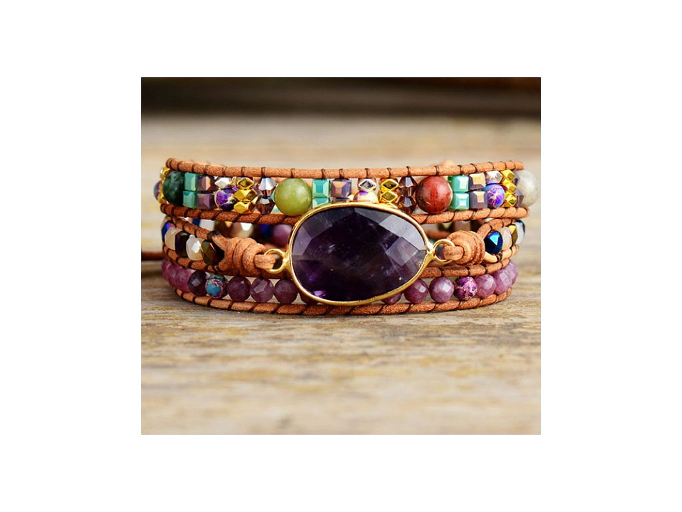 Wrap náramek Ametyst - Naděje