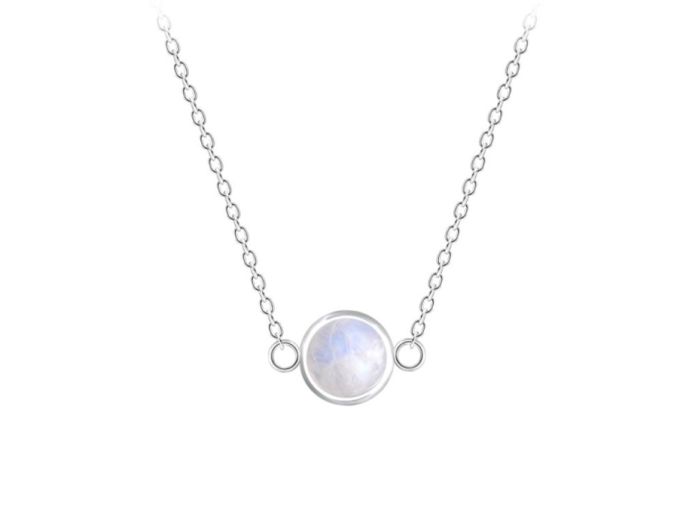 Stříbrný náhrdelník s 5 mm duhovým měsíčním kamenem