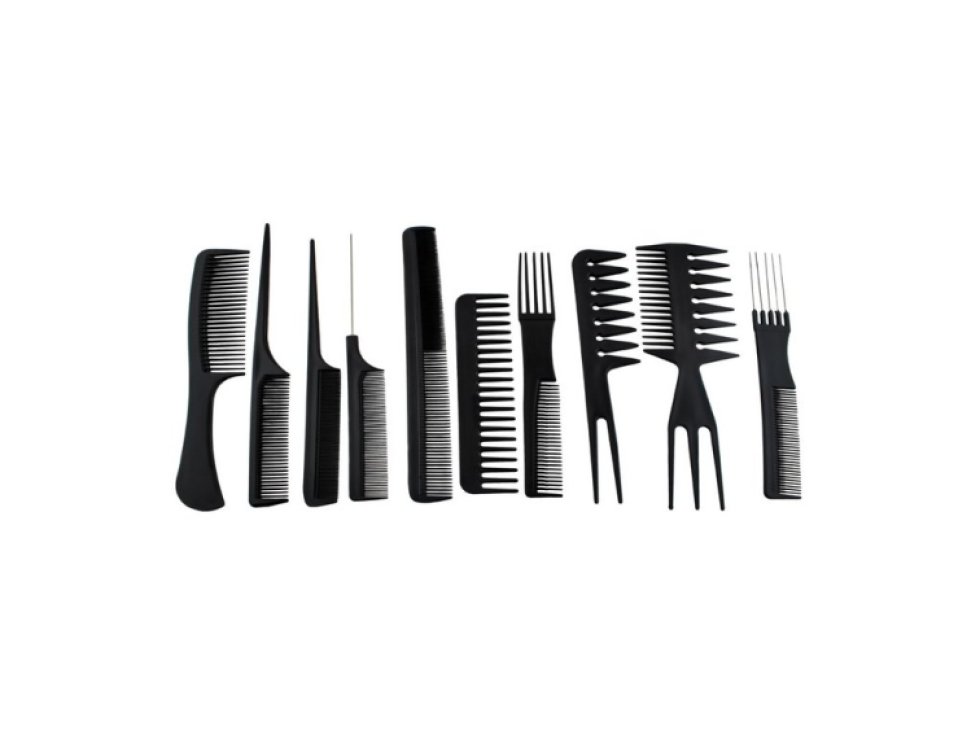 Kadeřnické hřebeny - sada 10 ks