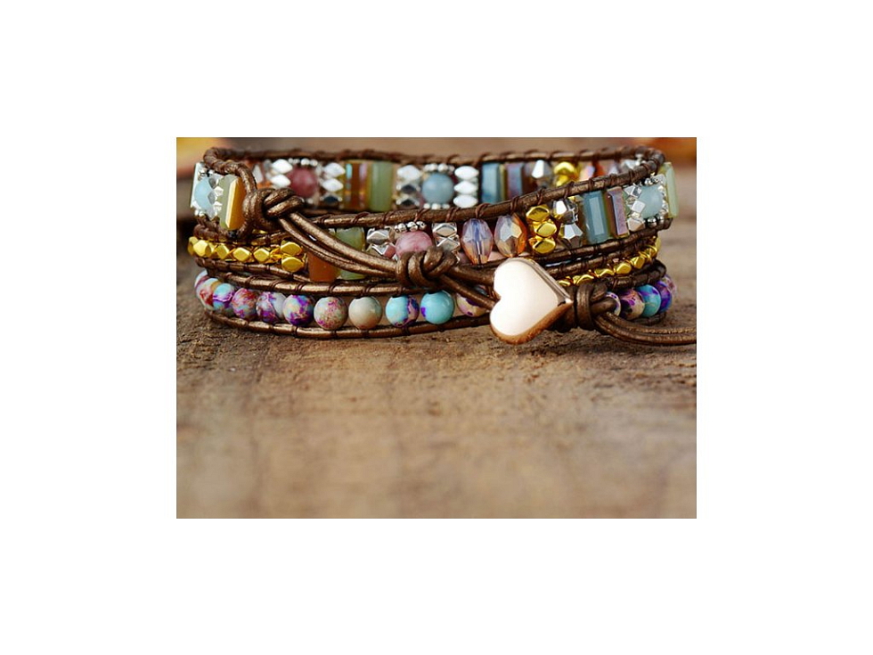 Wrap náramek Červený opál - Radost