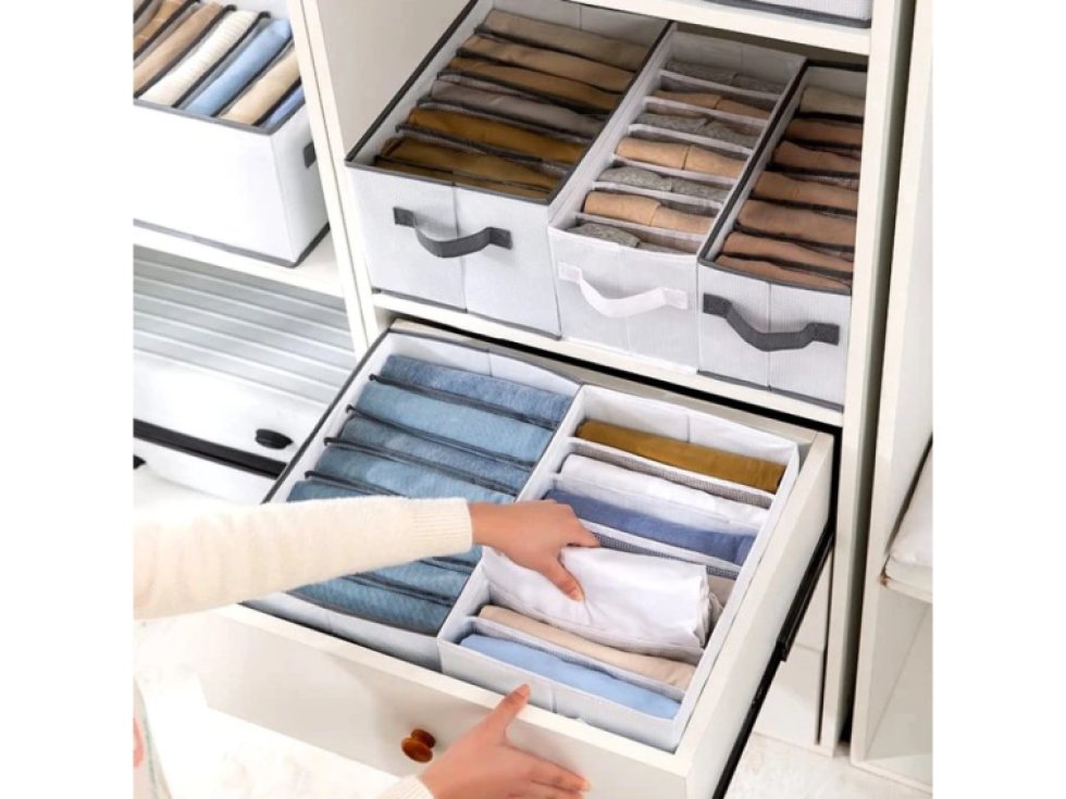 Organizér na oblečení do skříně, bílý, syntetika + polypropylen, 25x40x20 cm