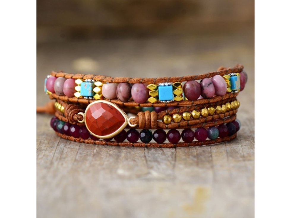 Wrap náramek Jaspis červený - Srdce