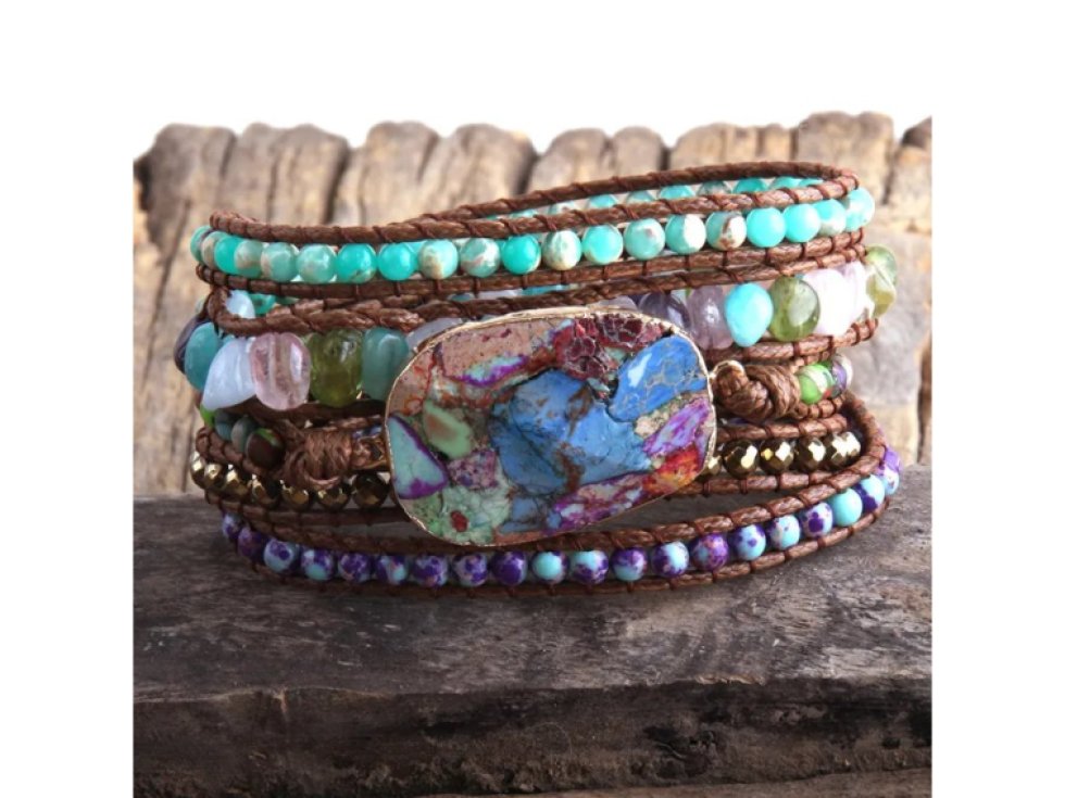 Wrap náramek Mix kamenů - Ochrana