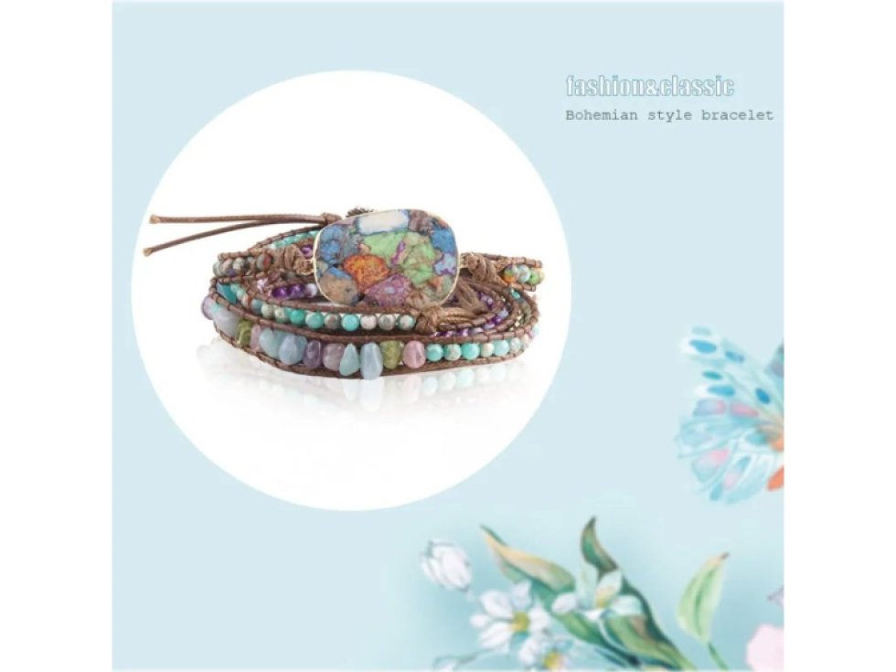 Wrap náramek Mix kamenů - Ochrana