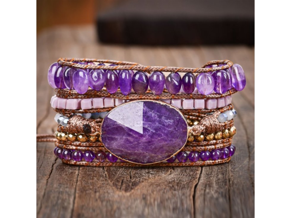Wrap náramek Ametyst fialový