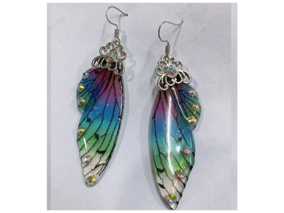 Náušnice Motýlí křídla II duha