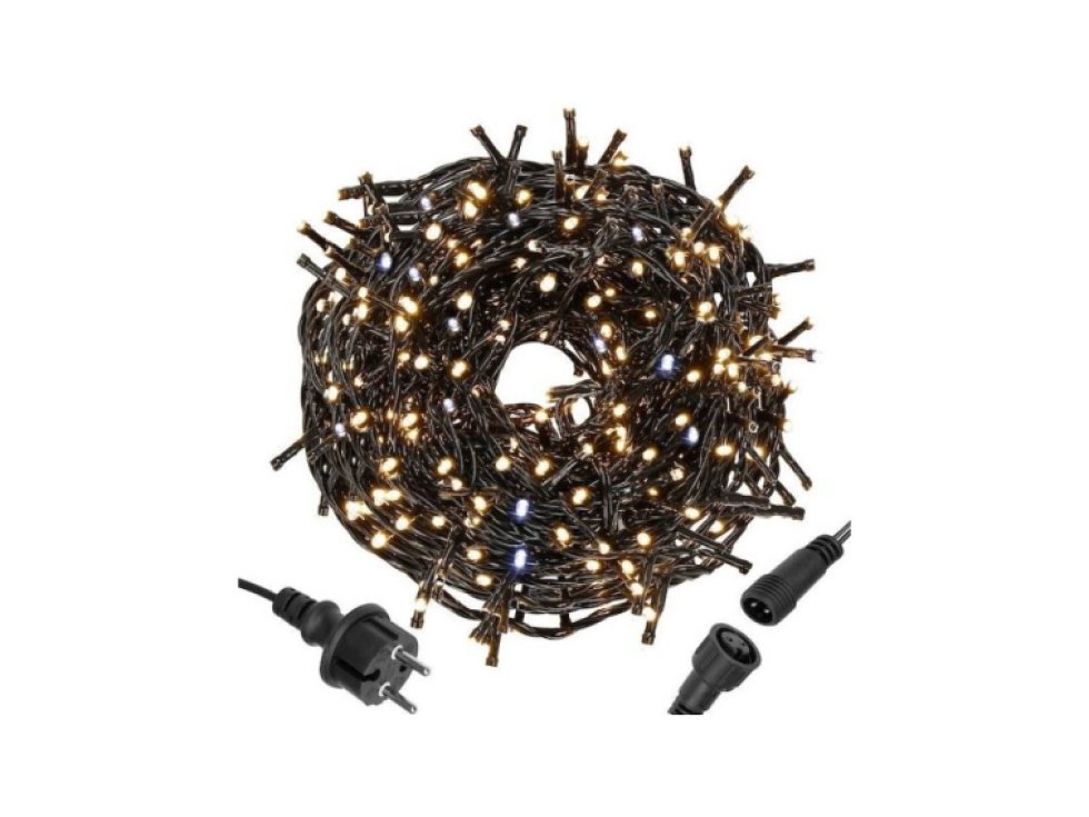 Dekorativní Vánoční LED Osvětlení 500 Světel, Bílá + Blikající Bílá, Délka 35,5 Metru