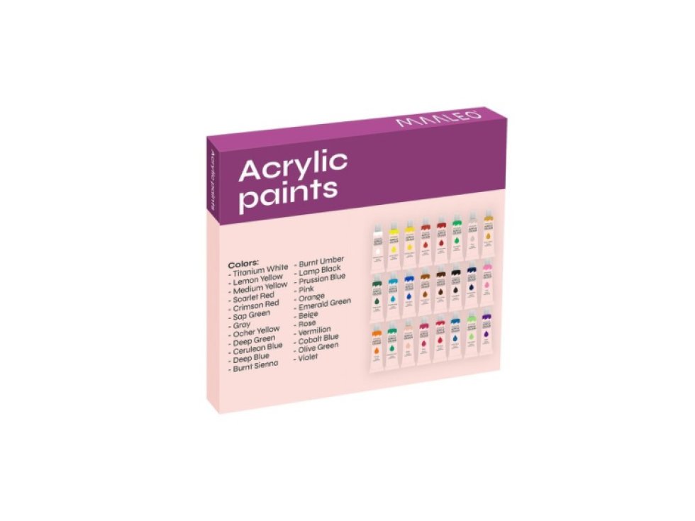 Akrylové barvy 24 ks - 12ml. Maaleo 20363
