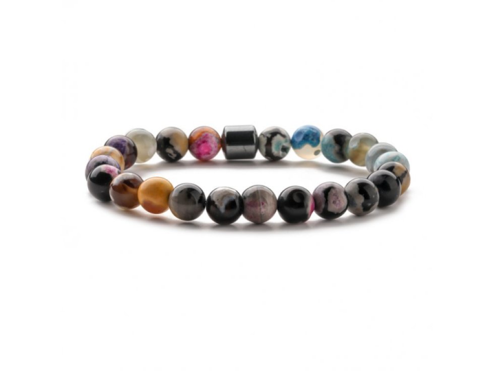 Náramek z pravých kamenů Mix kamenů a Hematit. Unisex