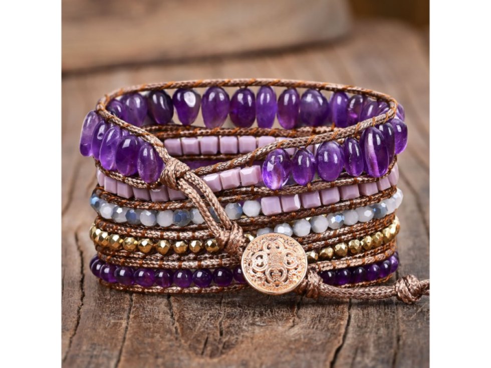 Wrap náramek Ametyst fialový