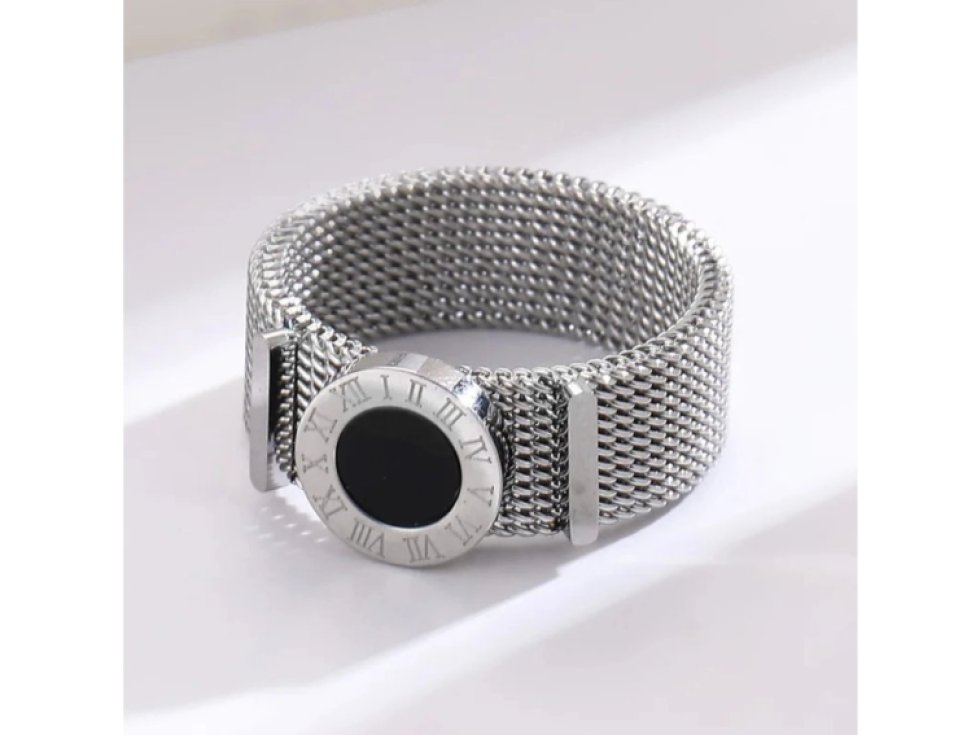 Dámský prsten Římské hodiny, stříbrný, z chirurgické oceli