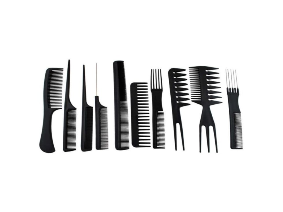 Kadeřnické hřebeny - sada 10 ks