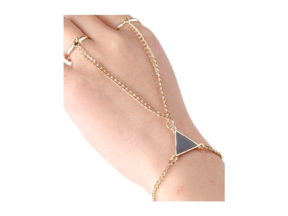 Retro Náramek a Prsten v Zlaté Barvě, Kov, Délka 18+4 cm, Velikost Prstenu 1.8 cm