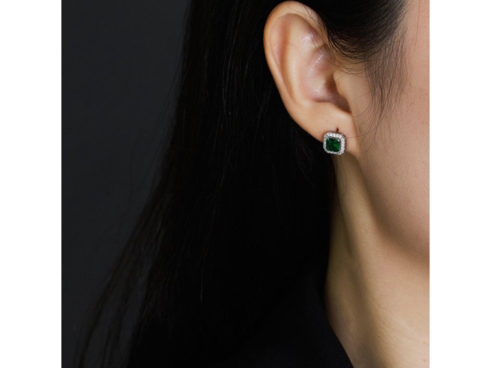 Stříbrné náušnice Puebla se zirkonem - fialková - pozlacené