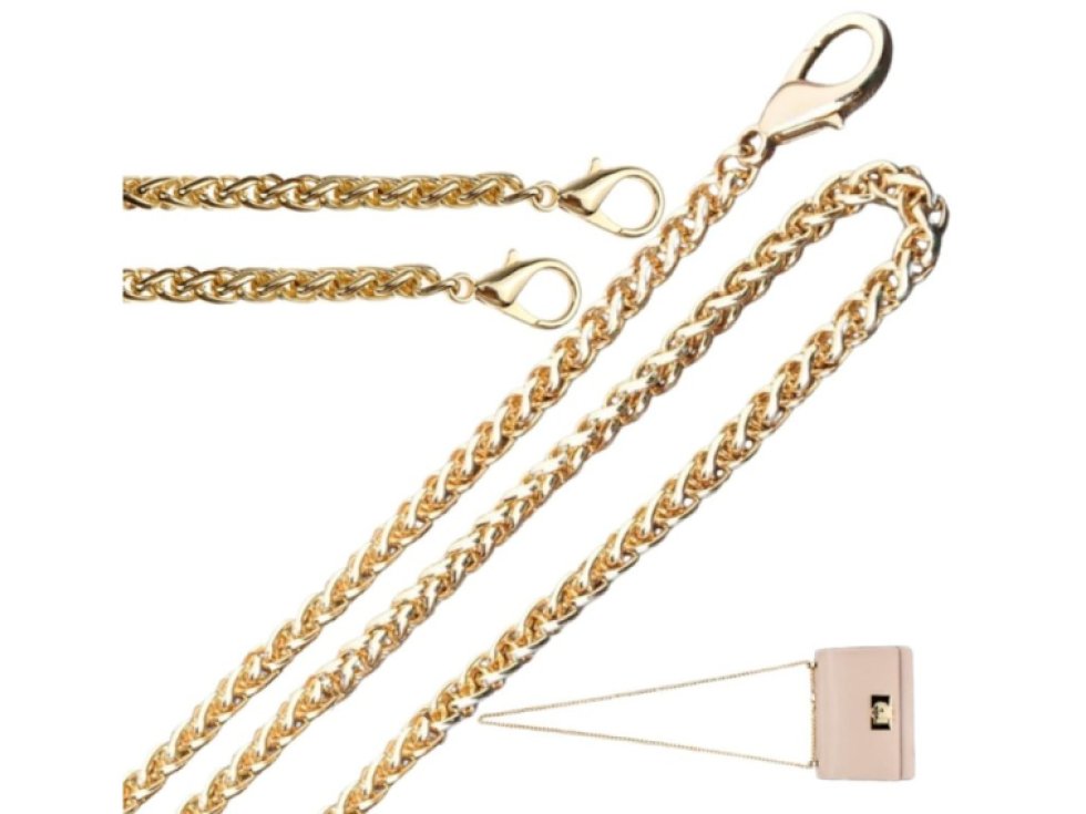 "Dlouhý kovový řetízek na kabelku, zlatý, 120 cm"