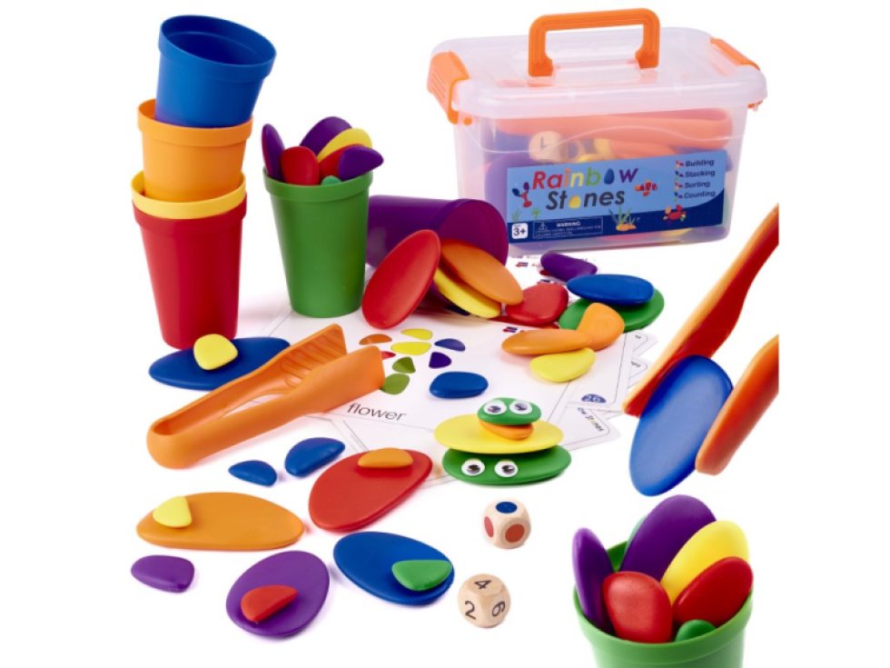 Kreativní oblázky barevné montessori puzzle