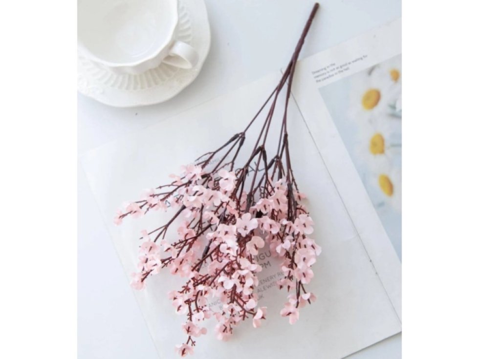 Dekorativní větev třešně Mirabelle, umělá, růžová, 1ks