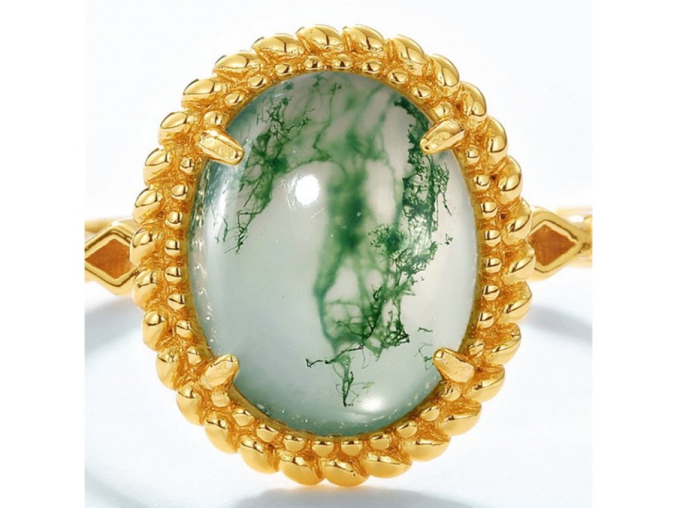 Stříbrný prsten Jutta s Mechovým achátem