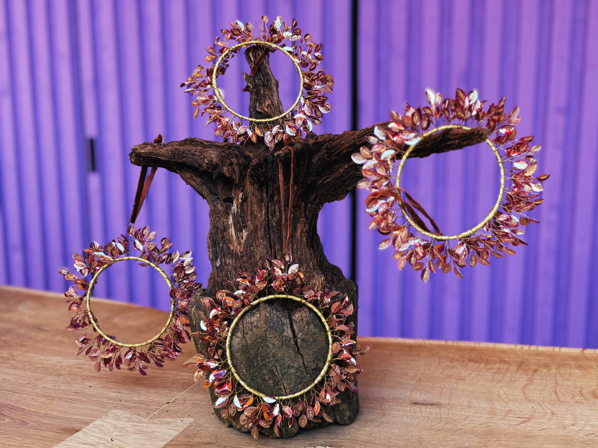 Flitrový korálkový kruh - rúžový