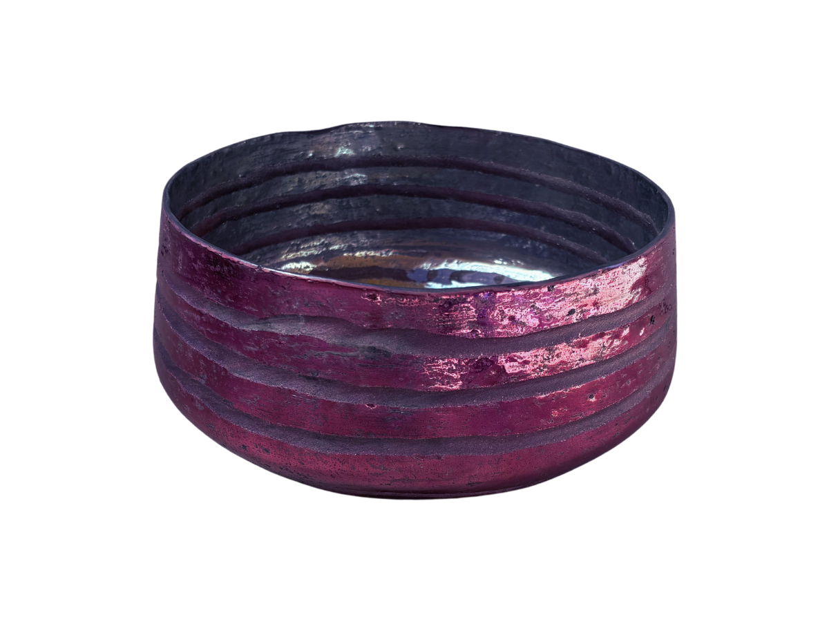 Skleněná mísa s drážkami - růžová