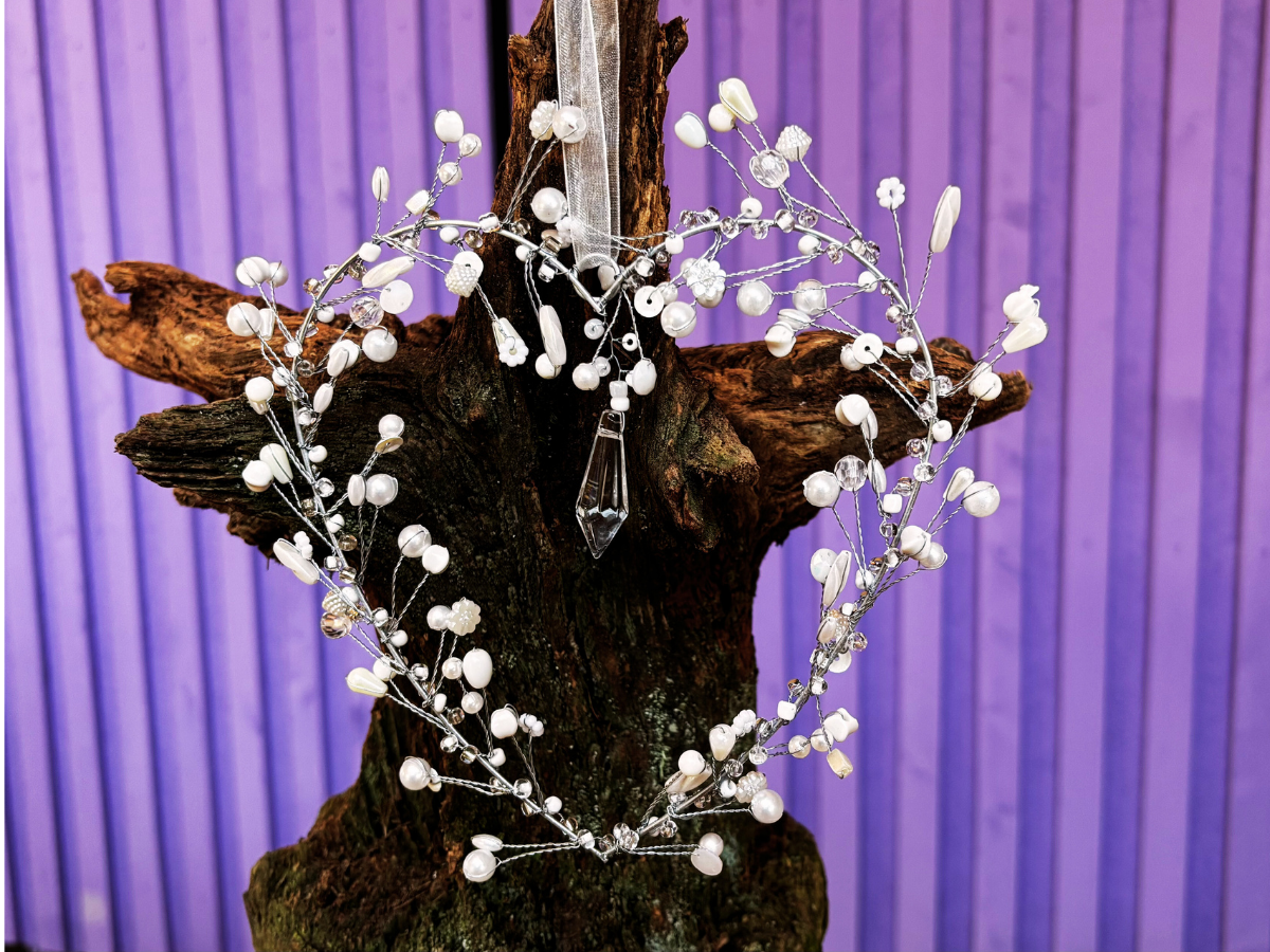 Korálkové srdce - bílé