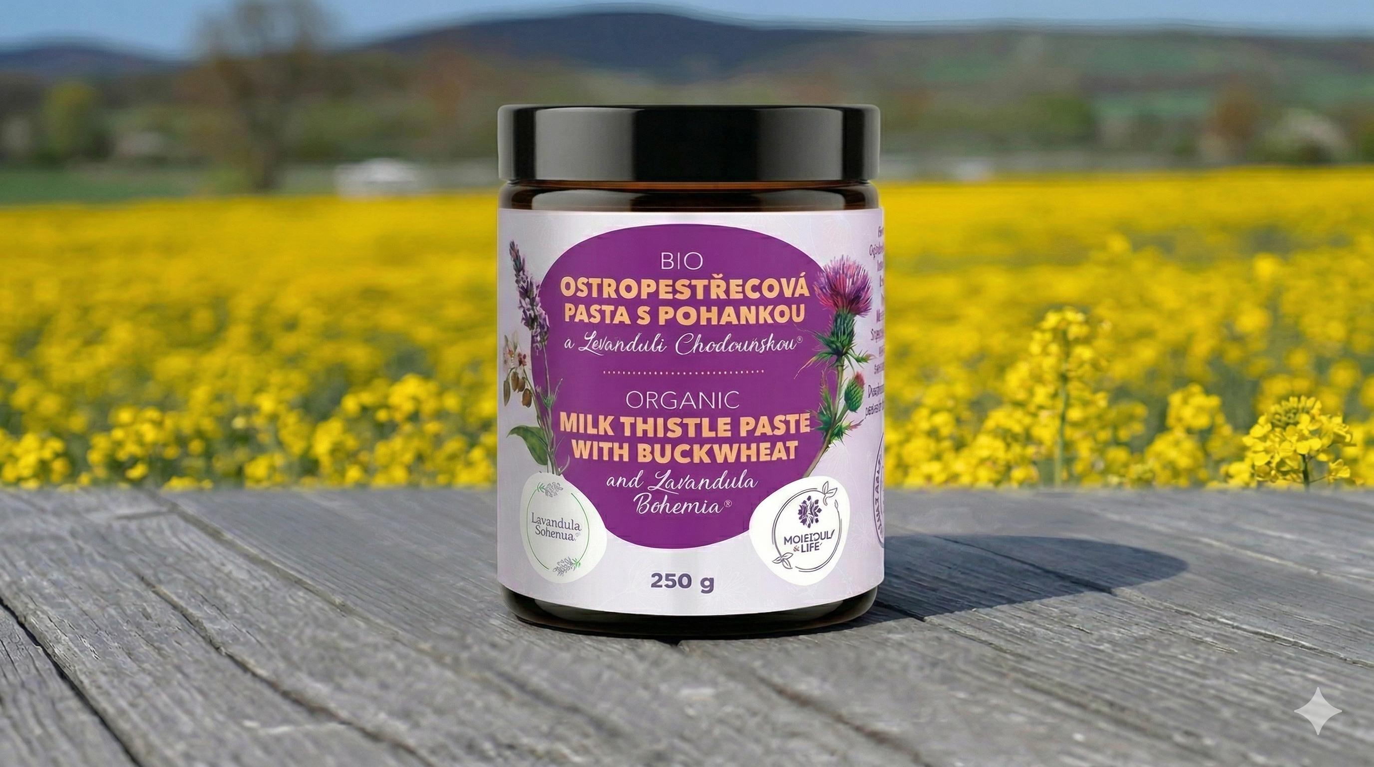 Organic milk thistle paste with buckwheat and Lavandula Bohemia