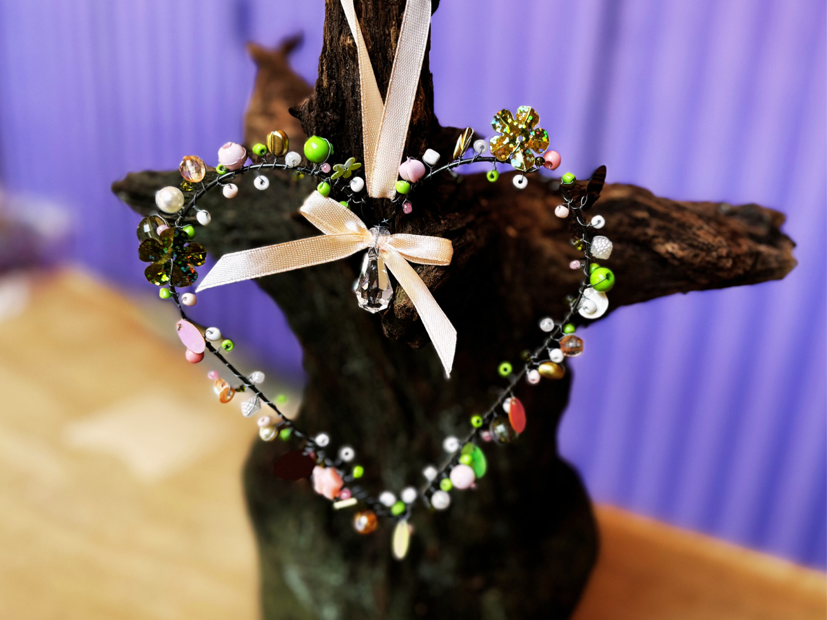 Korálkové srdce - pastelové