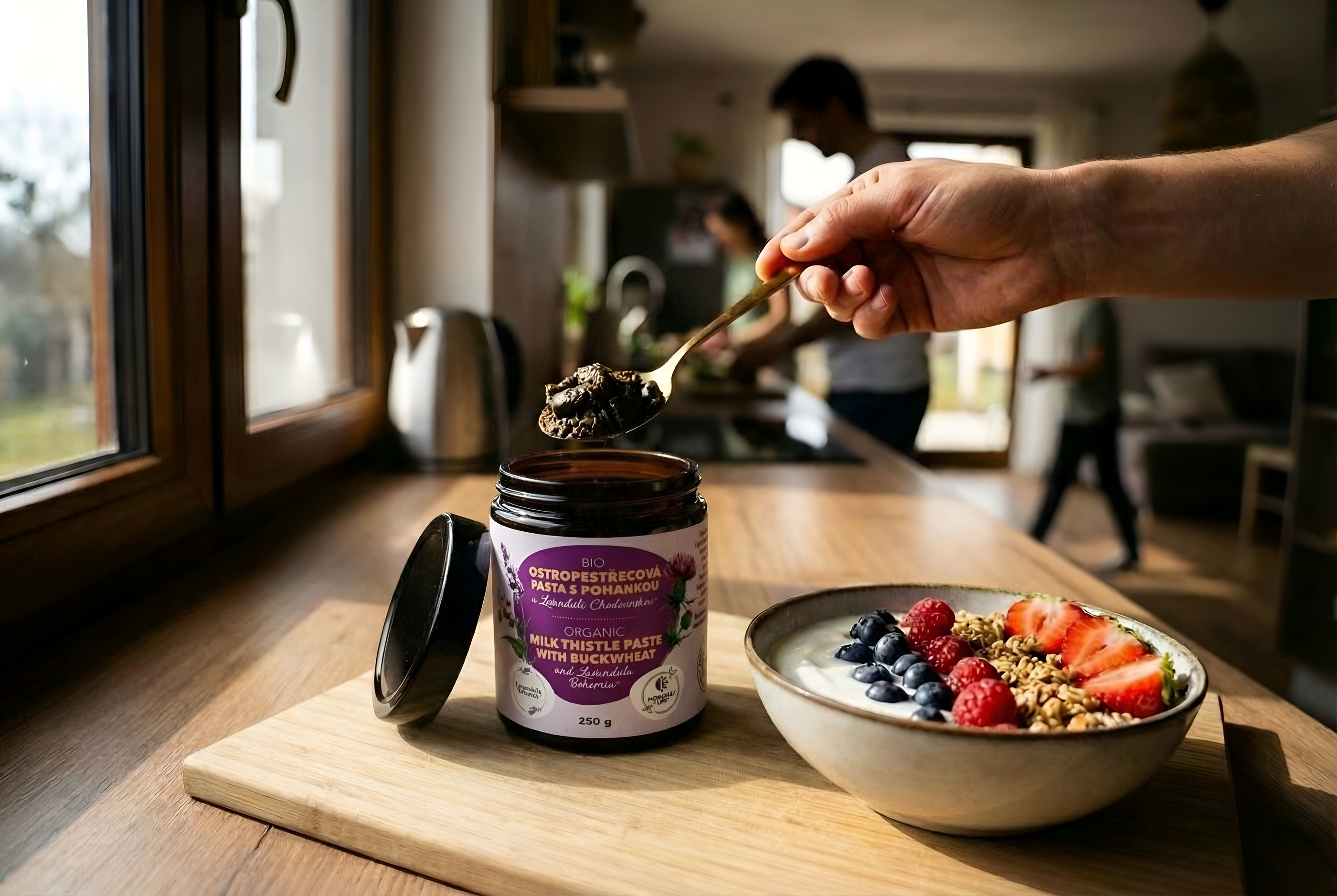 Organic milk thistle paste with buckwheat and Lavandula Bohemia