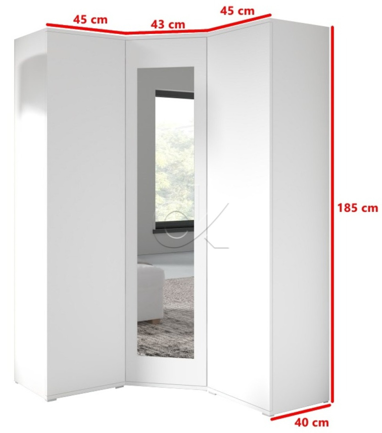 Rohová skříň Emi 40 - bílá