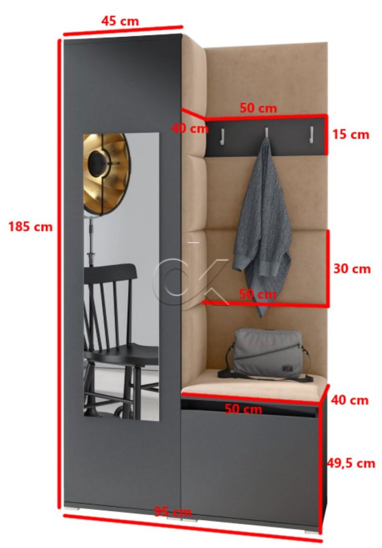 Předsíňová stěna Emi 13 - grafit