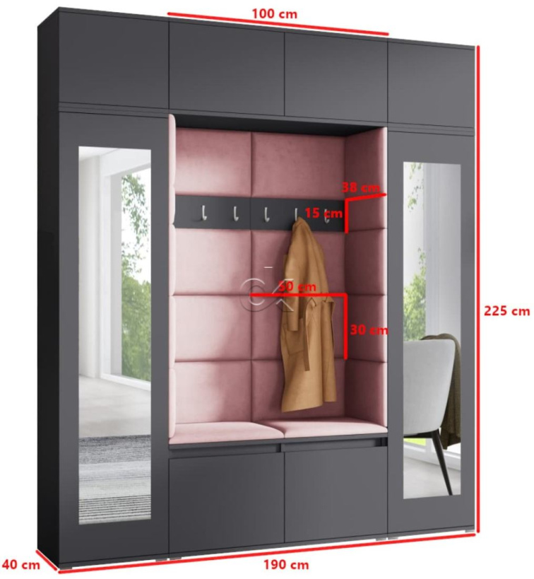 Předsíňová stěna Emi 32 - grafit